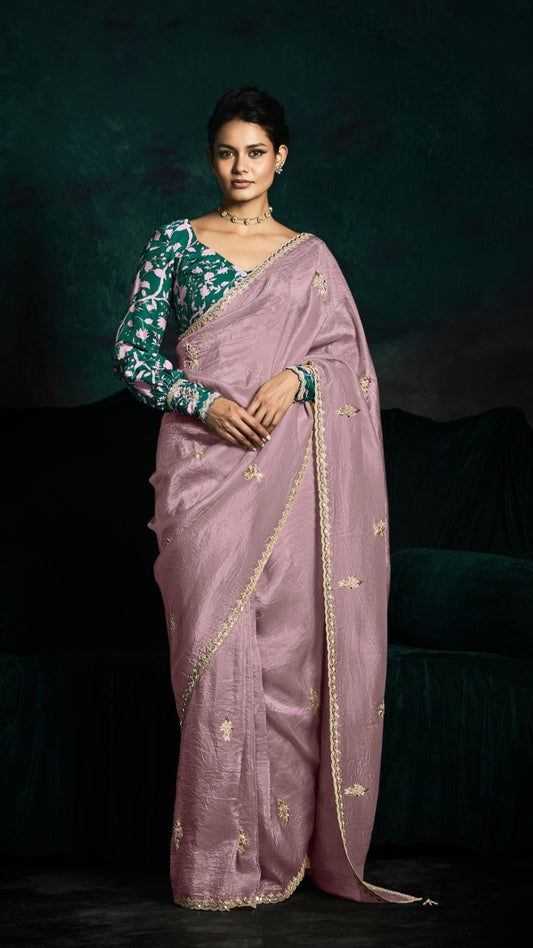 Dhiyona KM Women Rose Designer Organza Saree: Effortless Elegance For Every Occasion