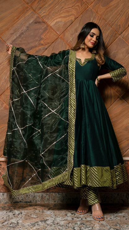 Jannat Dark Green Anarkali Set