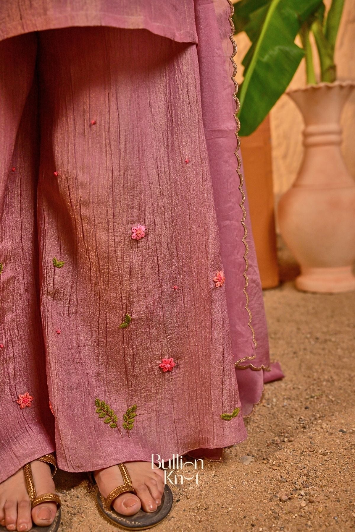 Dhiyona BN Phoolkari Lavender Thread Work Kurta Set