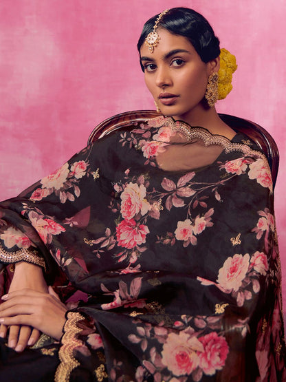 Women Floral Embroidered Regular Kurta Trousers With Dupatta