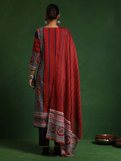 Dhiyona VA Women's Printed Regular Pure Cotton Kurta with Trousers & With Dupatta