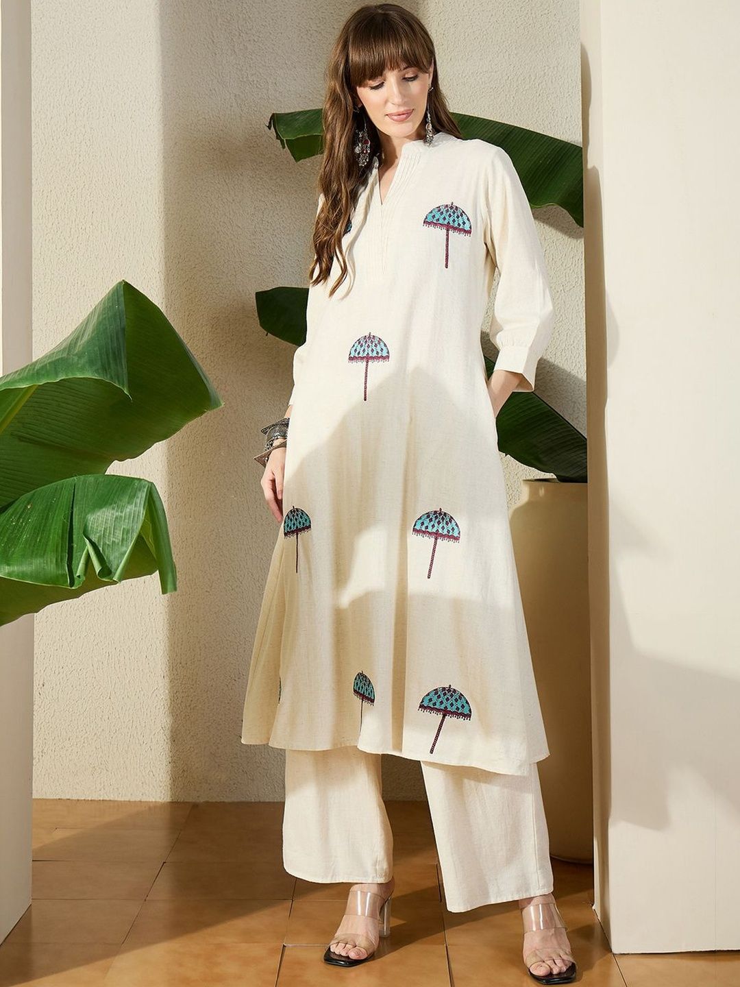 Women Printed Pure Cotton Kurta with Palazzos