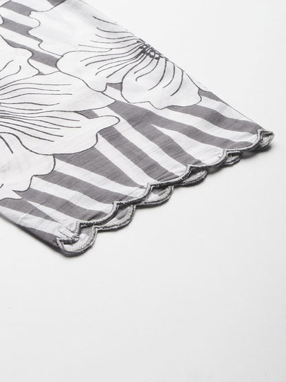 Floral Printed Regular Pure Cotton Kurta with Trousers