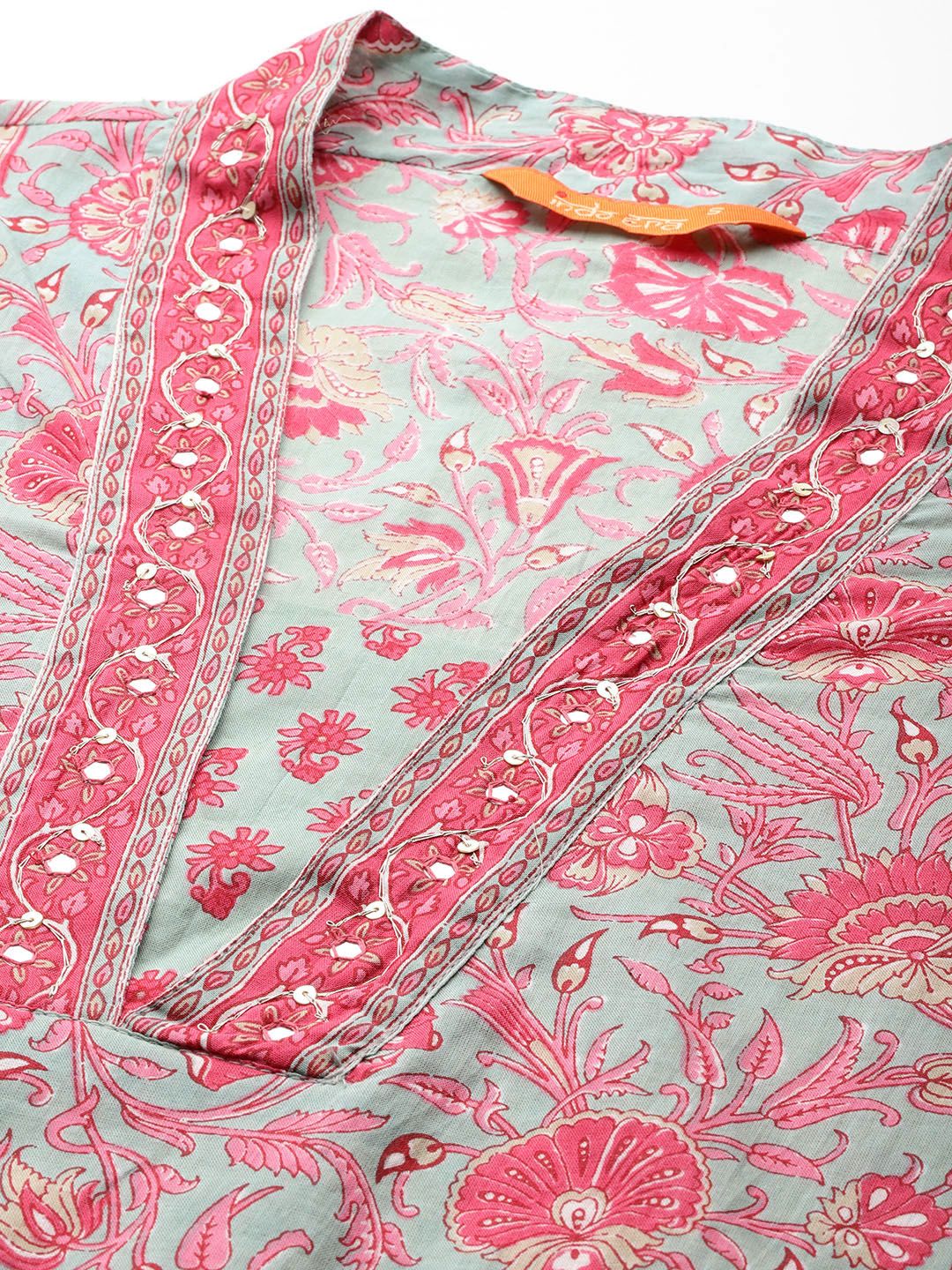 Dhiyona IE Floral Printed Pure Cotton Kurta with Salwar & With Dupatta