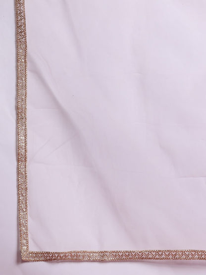 Dhiyona IE Ethnic Motifs Embroidered Thread Work Liva Kurta with Trousers & Dupatta