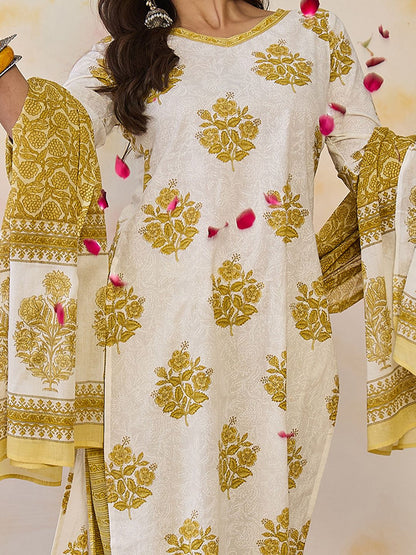 Women Ethnic Motifs Printed Regular Pure Cotton Kurta with Salwar & With Dupatta