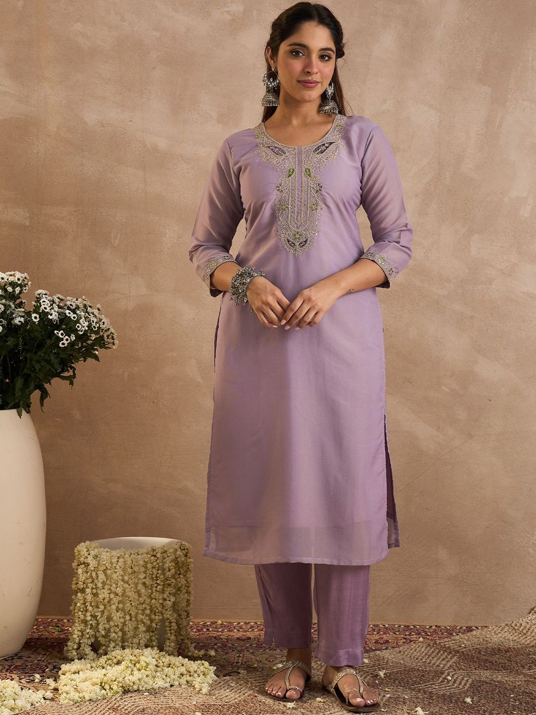 Women Ethnic Motifs Embroidered Kurta with Salwar & Dupatta
