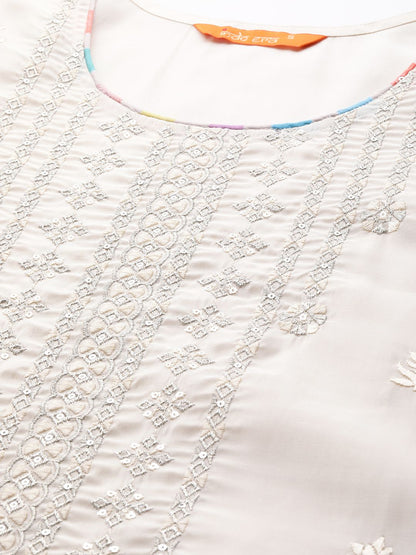 Dhiyona IE Women Ethnic Motifs Embroidered Pure Cotton Kurta with Trousers & With Dupatta