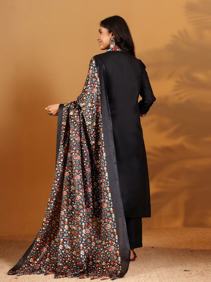 Dhiyona VA Women'sEthnic Motifs Embroidered Woven Design Pure Cotton Kurta With Trousers & Dupatta