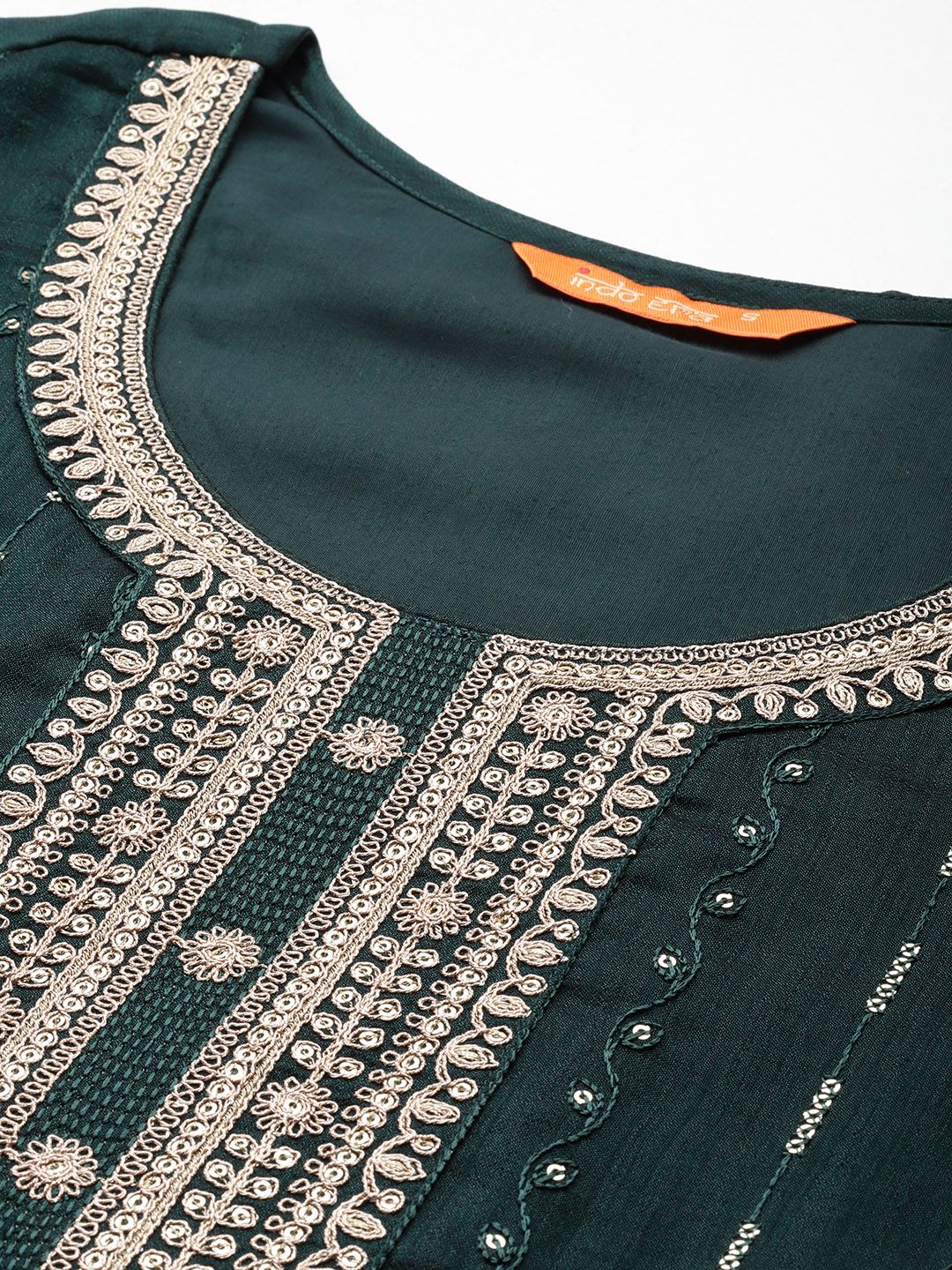 Ethnic Motifs Embroidered Sequinned Kurta with Trousers & With Dupatta