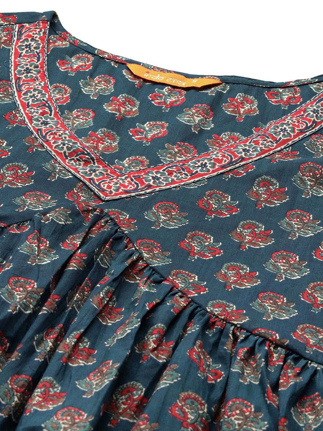 Ethnic Motifs Printed Empire Pure Cotton Kurta with Trousers