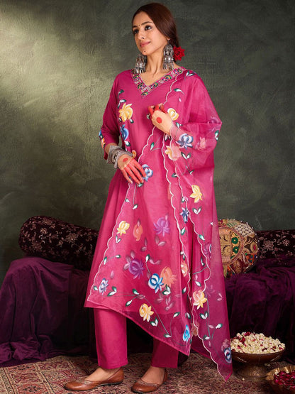 Dhiyona IE Women Floral Embroidered Regular Thread Work Pure Cotton Kurta