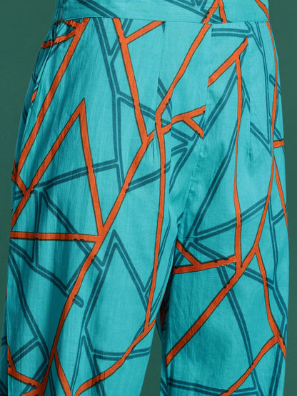 Dhiyona IE Floral Printed Pure Cotton Kurta with Trousers
