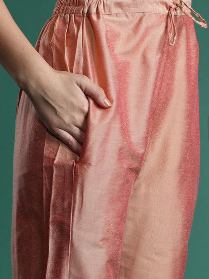 Dhiyona IE Floral Embroidered Thread Work Kurta with Trousers
