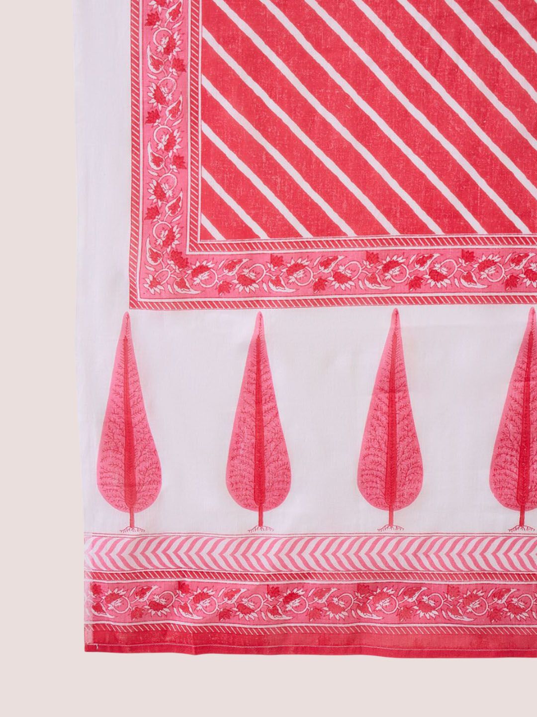 Floral Printed Round Neck Pure Cotton Straight Kurta With Trousers & Dupatta