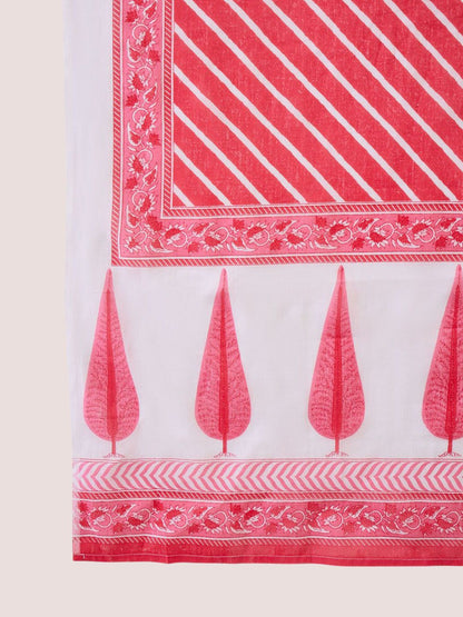 Floral Printed Round Neck Pure Cotton Straight Kurta With Trousers & Dupatta