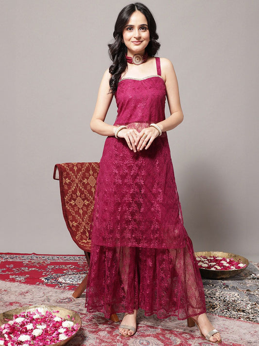 Dhiyona VA Women's Magenta Kurta with Sharara
