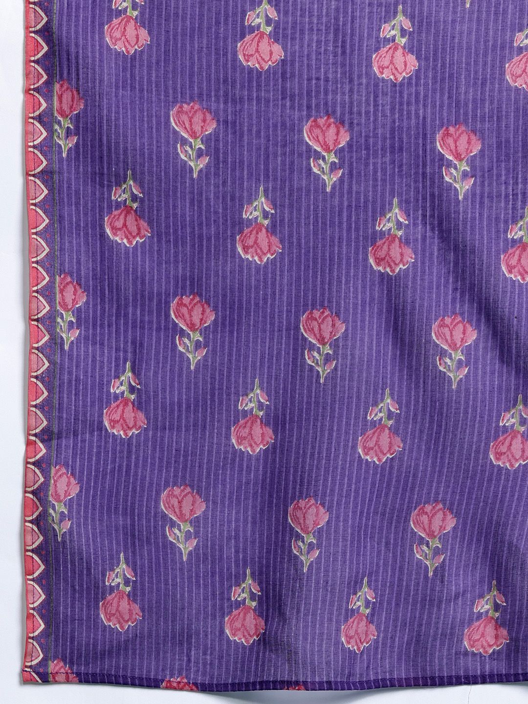 Floral Printed Beads & Stones Pure Cotton Kurta with Trousers & With Dupatta