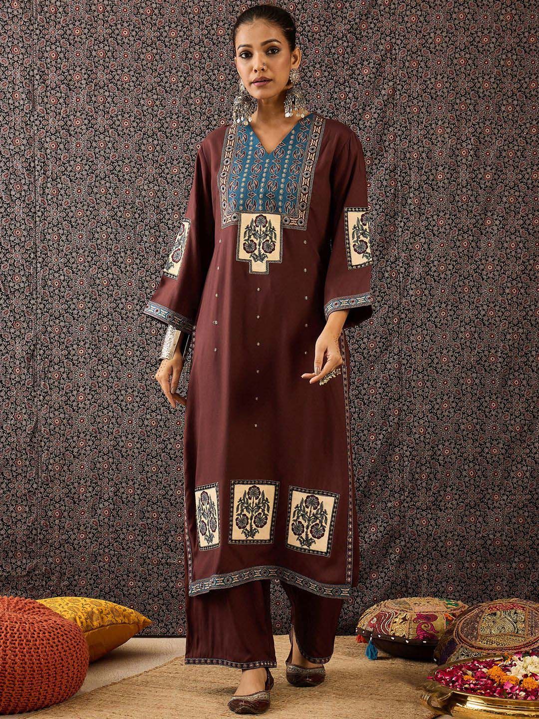 Women Ethnic Motifs Printed Regular Kurta with Trousers & With Dupatta
