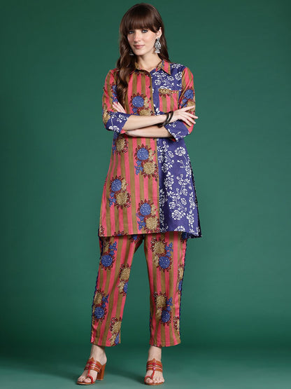 Floral Printed Pure Cotton Kurta with Trousers
