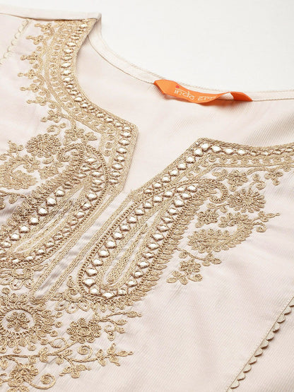 Dhiyona IE Plus Size Ethnic Motifs Embroidered Panelled Liva Kurta Set