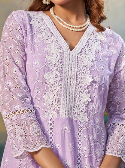 Women Ethnic Motifs Embroidered Cotton Kurta with Trousers & Dupatta