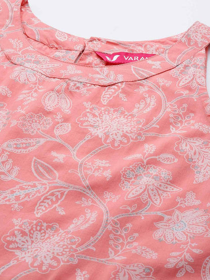 Dhiyona VA Women'sFloral Printed Regular Pure Cotton Kurta with Trousers