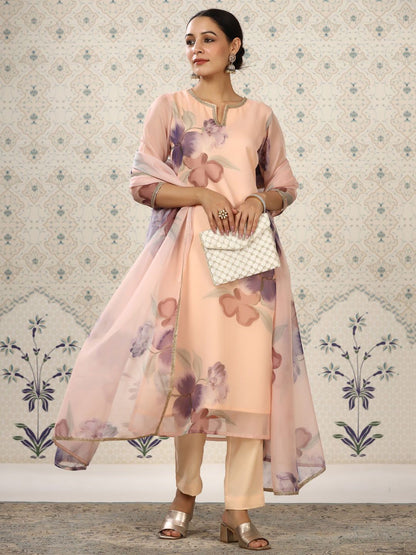 Dhiyona OD  Floral Printed Regular Kurta With Trousers & Dupatta
