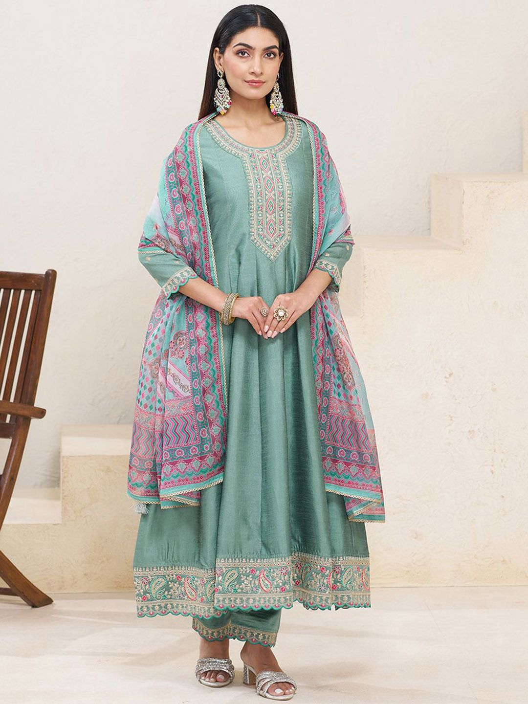 Dhiyona CH Women Ethnic Motifs Printed Kurta with Trousers & Dupatta