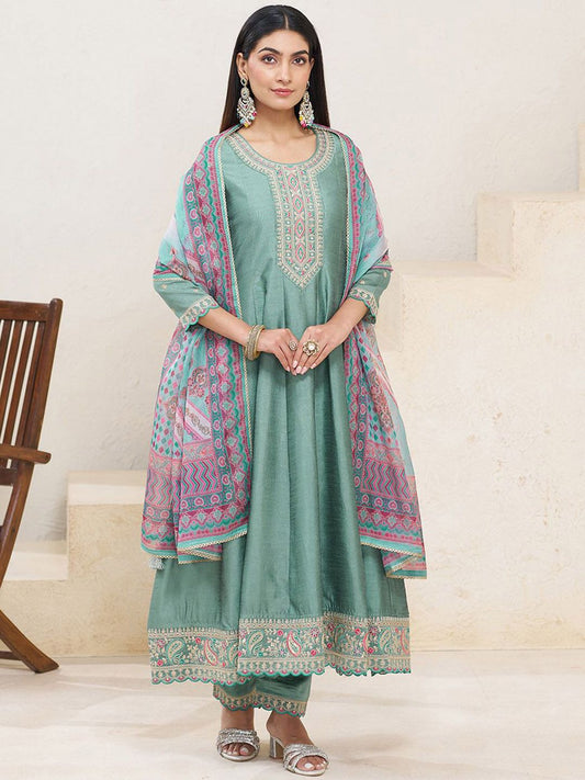 Dhiyona CH Women Ethnic Motifs Printed Kurta with Trousers & Dupatta