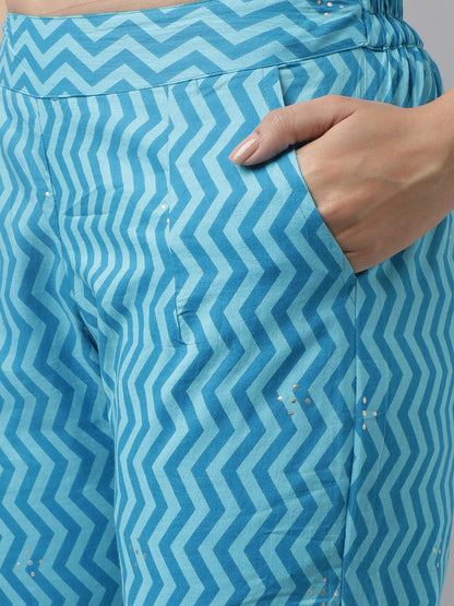 Dhiyona KL Floral Printed Sequinned Sleeveless Pure Cotton Kurta With Trousers & Dupatta