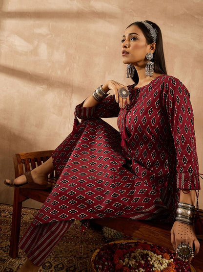 Women Ethnic Motifs Printed Regular Pure Cotton Kurta with Palazzos