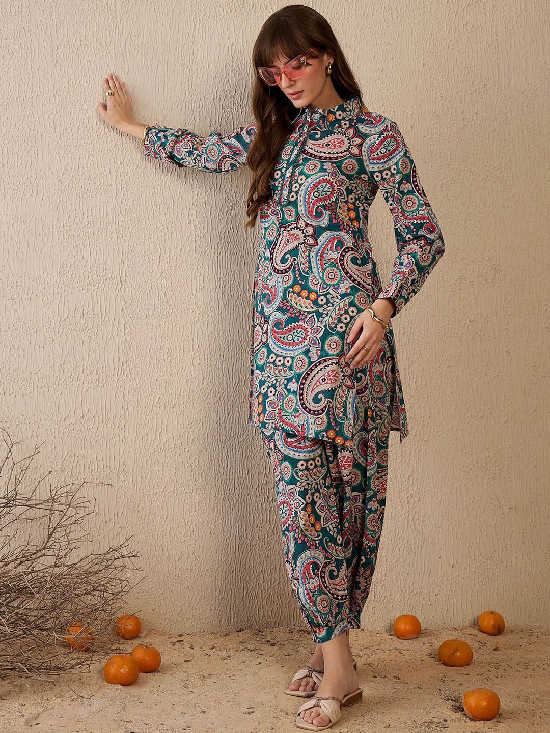 Women Ethnic Motifs Printed Regular Pure Cotton Kurta with Salwar