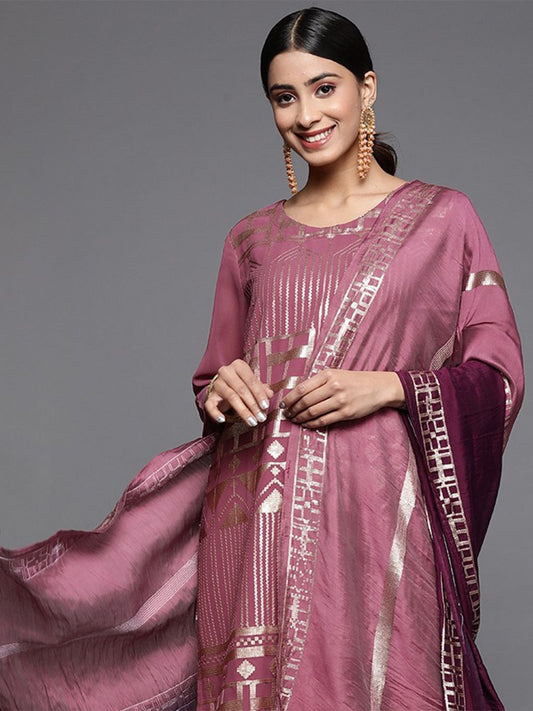 Dhiyona VA Women's Embroidered Sequinned Kurta With Sharara & Dupatta