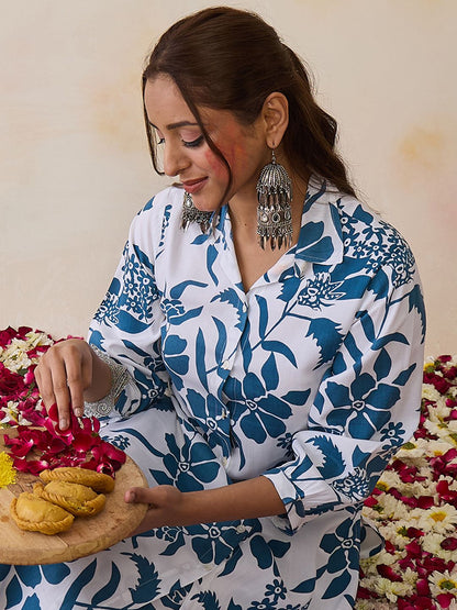 Dhiyona IE Women Floral Printed Regular Kurta with Trousers