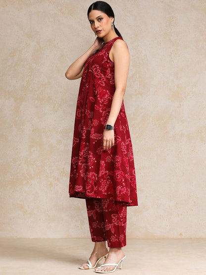 Dhiyona VA Women's Ethnic Motifs Printed Regular Pure Cotton Kurta with Trousers