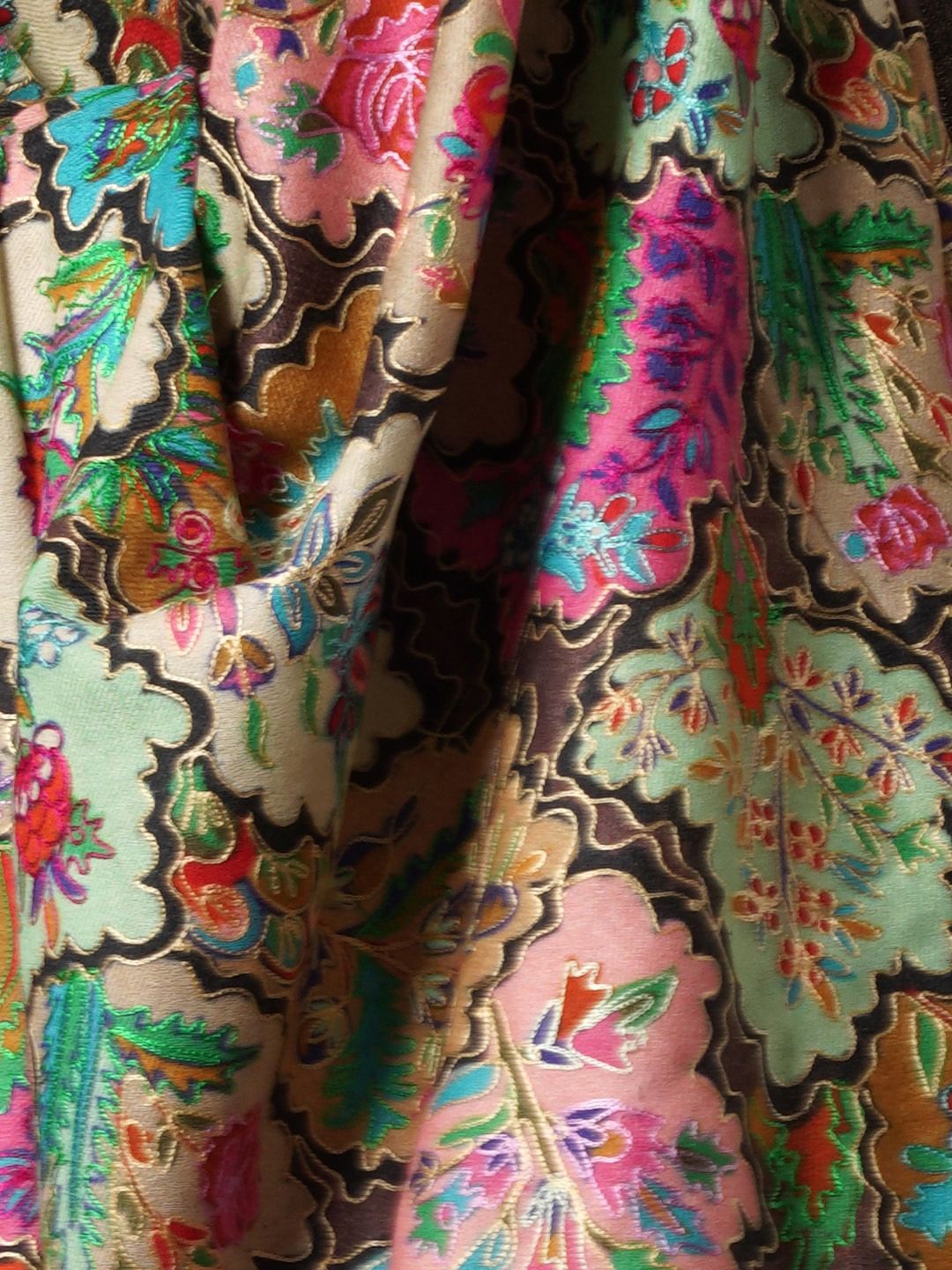 Dhiyona PA Women Multicolor Embroidered Pure Wool Shawl