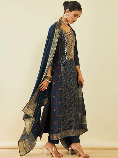Dhiyona SO Women's Ethnic Motifs Regular Kurta With Trousers & Dupatta