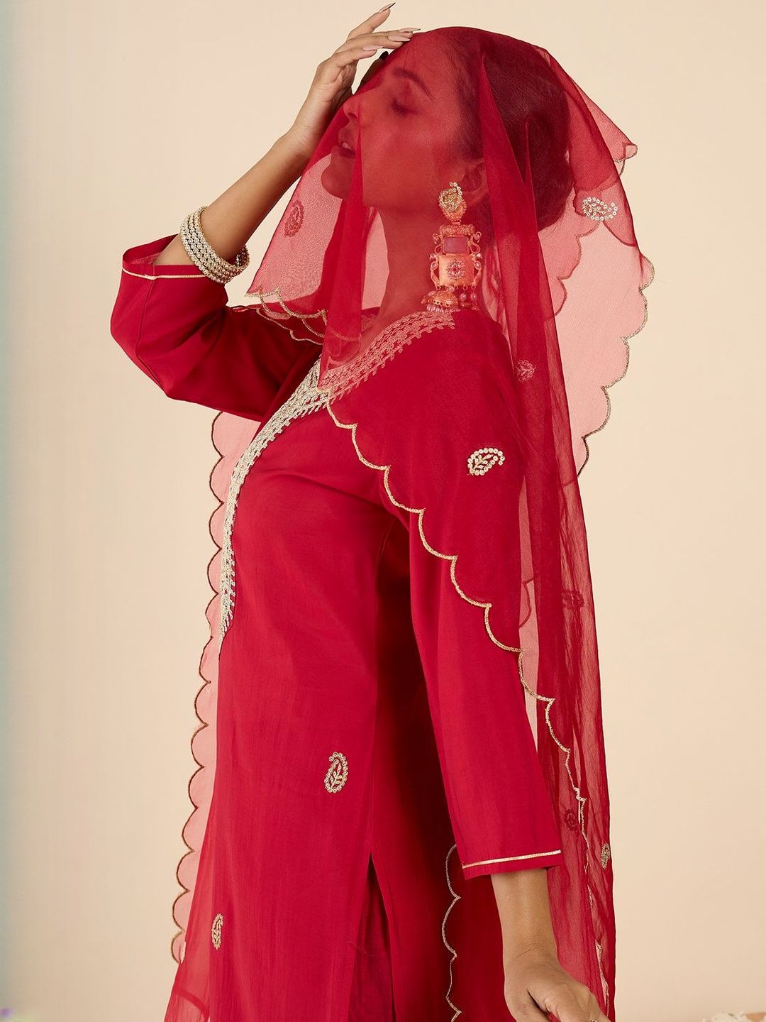 Women Ethnic Motifs Embroidered Regular Kurta with Trousers & With Dupatta