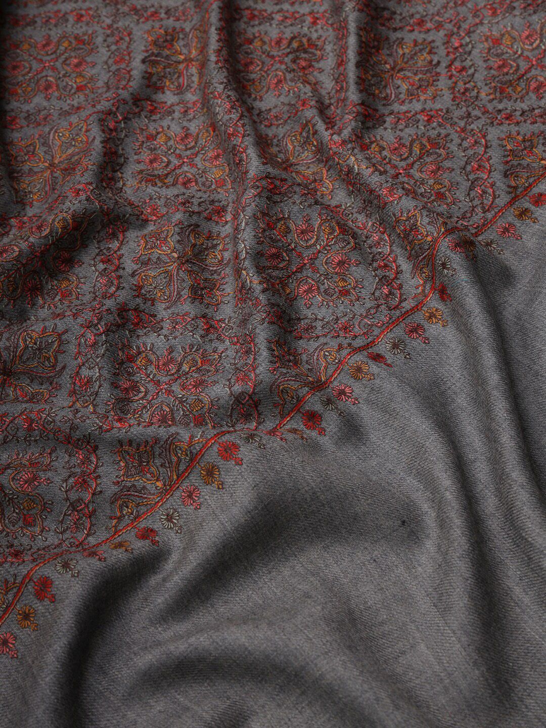 Dhiyona PA Ethnic Motifs Embroidered Pure Woolen Shawl