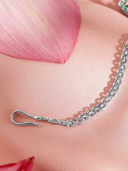 Dhiyona RJ Women's Rhodium-Plated Cubic Zirconia Studded Maang Tikka Head Jewellery