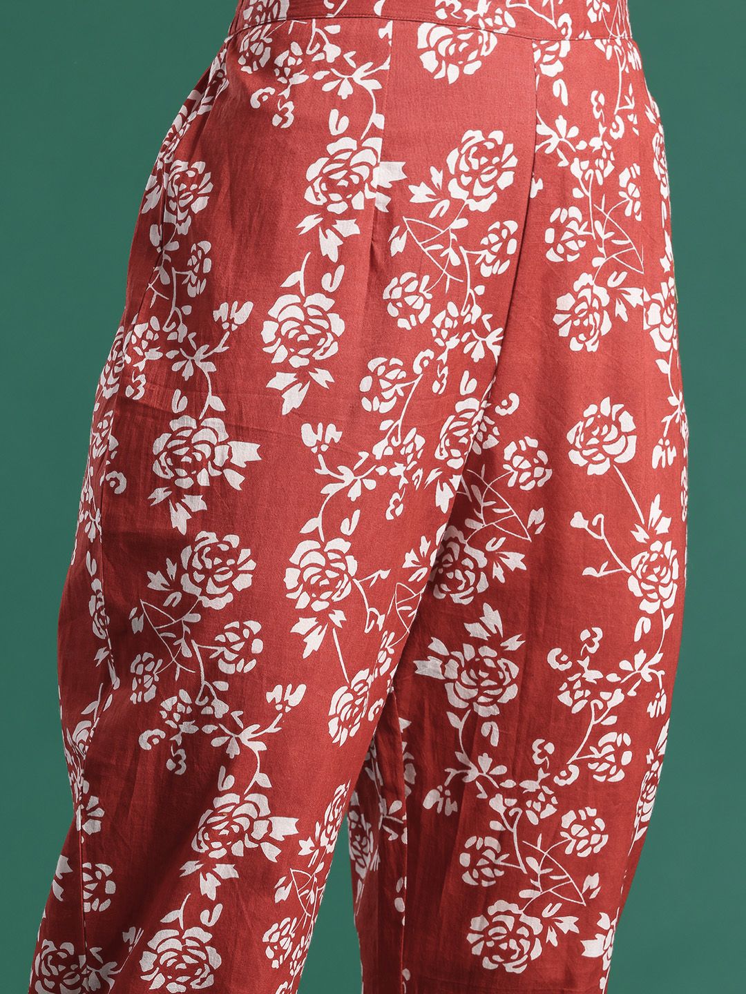 Floral Printed Regular Pure Cotton Kurta with Trousers & Dupatta