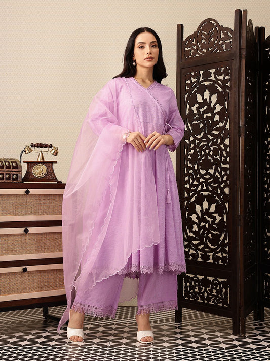 Dhiyona PD Women Angrakha Pure Cotton Jashn Kurta with Palazzos & Dupatta