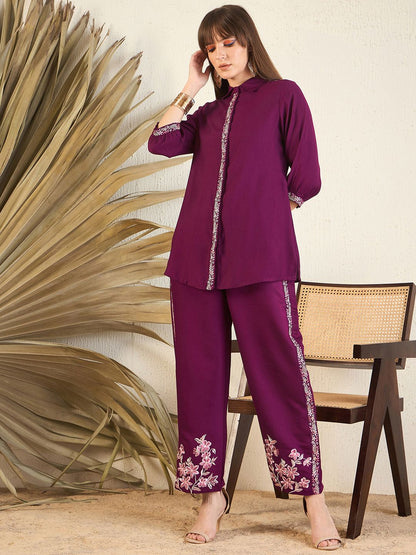 Dhiyona IE Embroidered Shirt & Trousers Co-Ord
