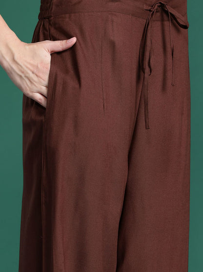 Ethnic Motifs Embroidered Thread Work Kurta with Palazzos & With Dupatta