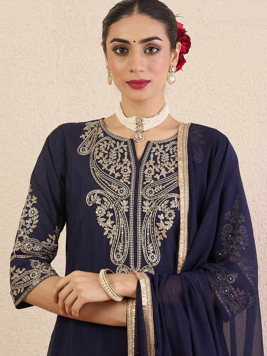 Dhiyona IE Women Solid Woven Design Kurta with Pyjama & Dupatta