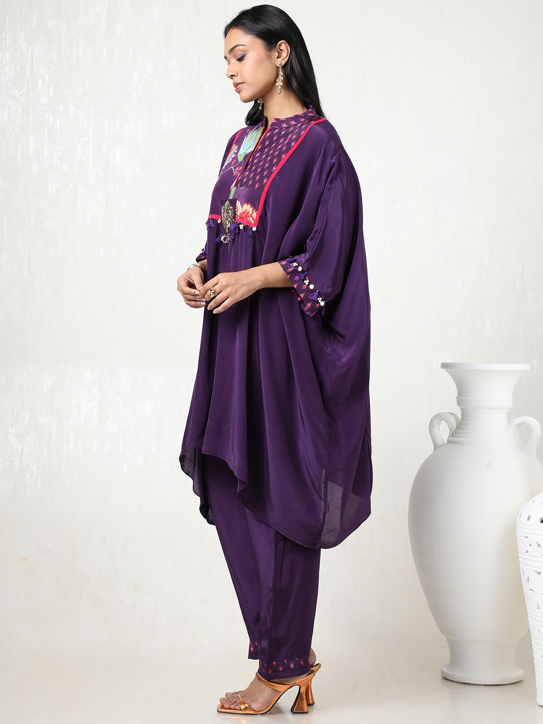 Dhiyona SO Women's Women Sequinned Silk Crepe Kurta with Trousers