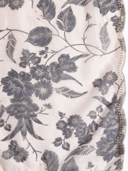 Floral Embroidered Kurta with Trousers & With Dupatta