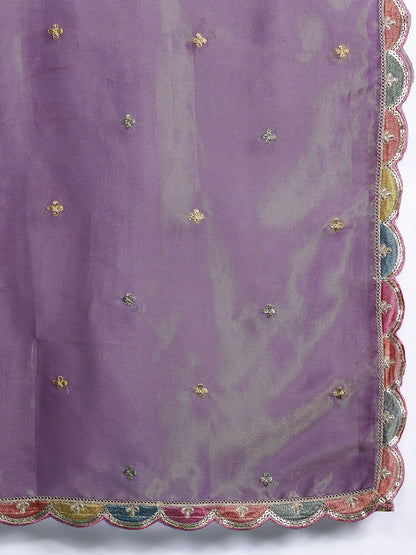 Ethnic Motifs Embroidered Sequinned Kurta with Palazzos & Dupatta