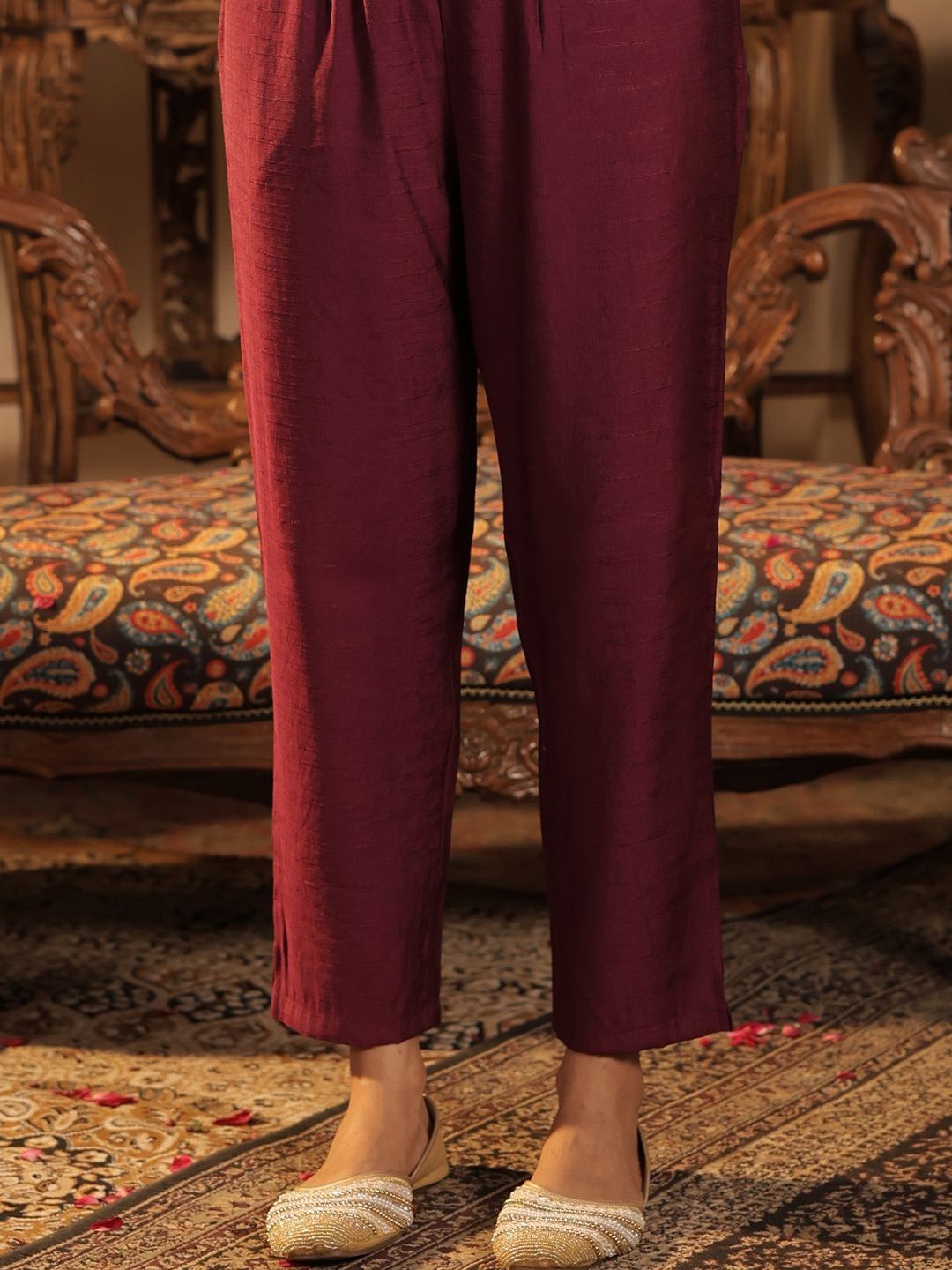 Women Solid Kurta with Trousers & Dupatta